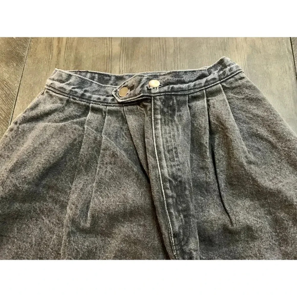 Vintage 80's Middy British Raj Denim Skirt Black Stone Wash Pockets Size 9 Boho - Picture 4 of 10